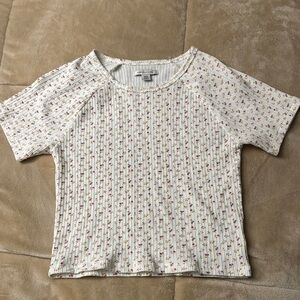American Eagle Women’s Floral Patterned Short Sleeve Top - Medium